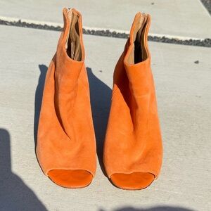 Calvin Klein Orange Peep-Toe Ankle Boots